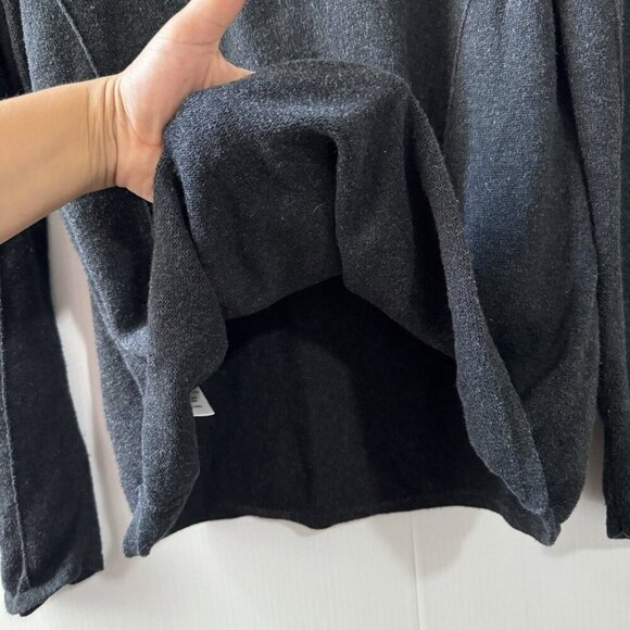 INDIGENOUS Black Long Sleeve 100% Organic Cotton Sweater Sz L Alpaca Wool Trim - Picture 6 of 16